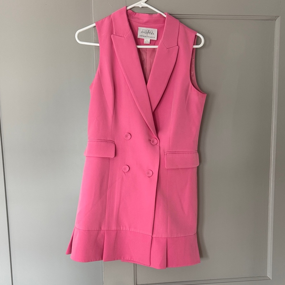 Mare Mare x Anthropologie Pink Sleeveless Double-Breasted Mini Dress